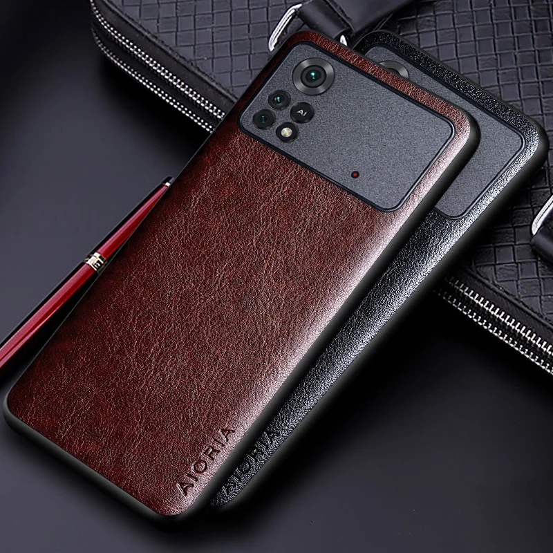 luxury pu leather case for xiaomi poco x4 pro nfc 5g coque business solid color design phone cover for xiaomi poco x4 pro case free global shipping