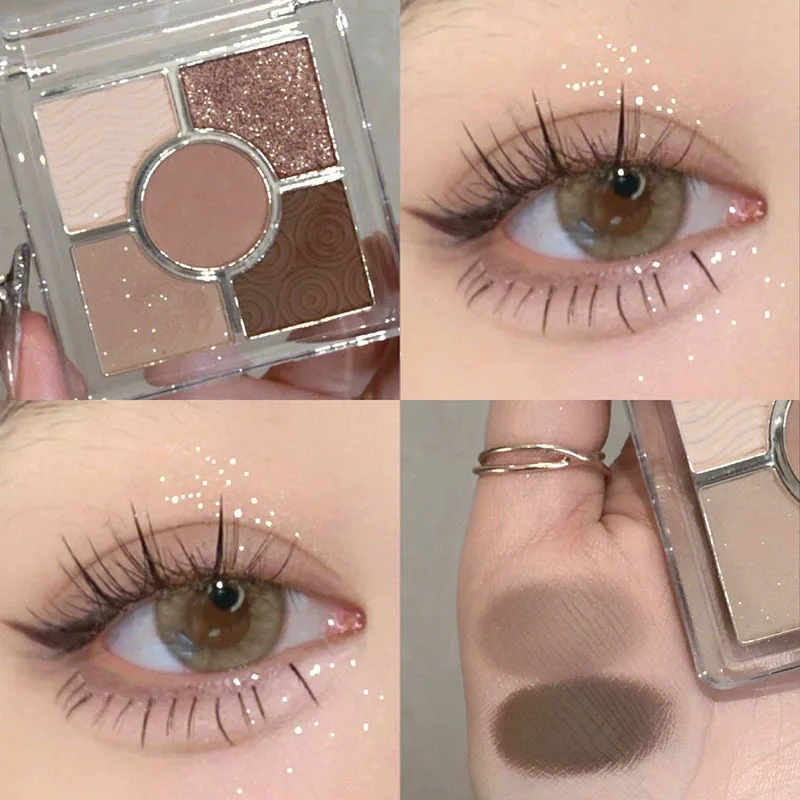 

5Color Eye Shadow Palette Purple Chocolate Color Glitter Pearly Korean Charming Eye Makeup Palette