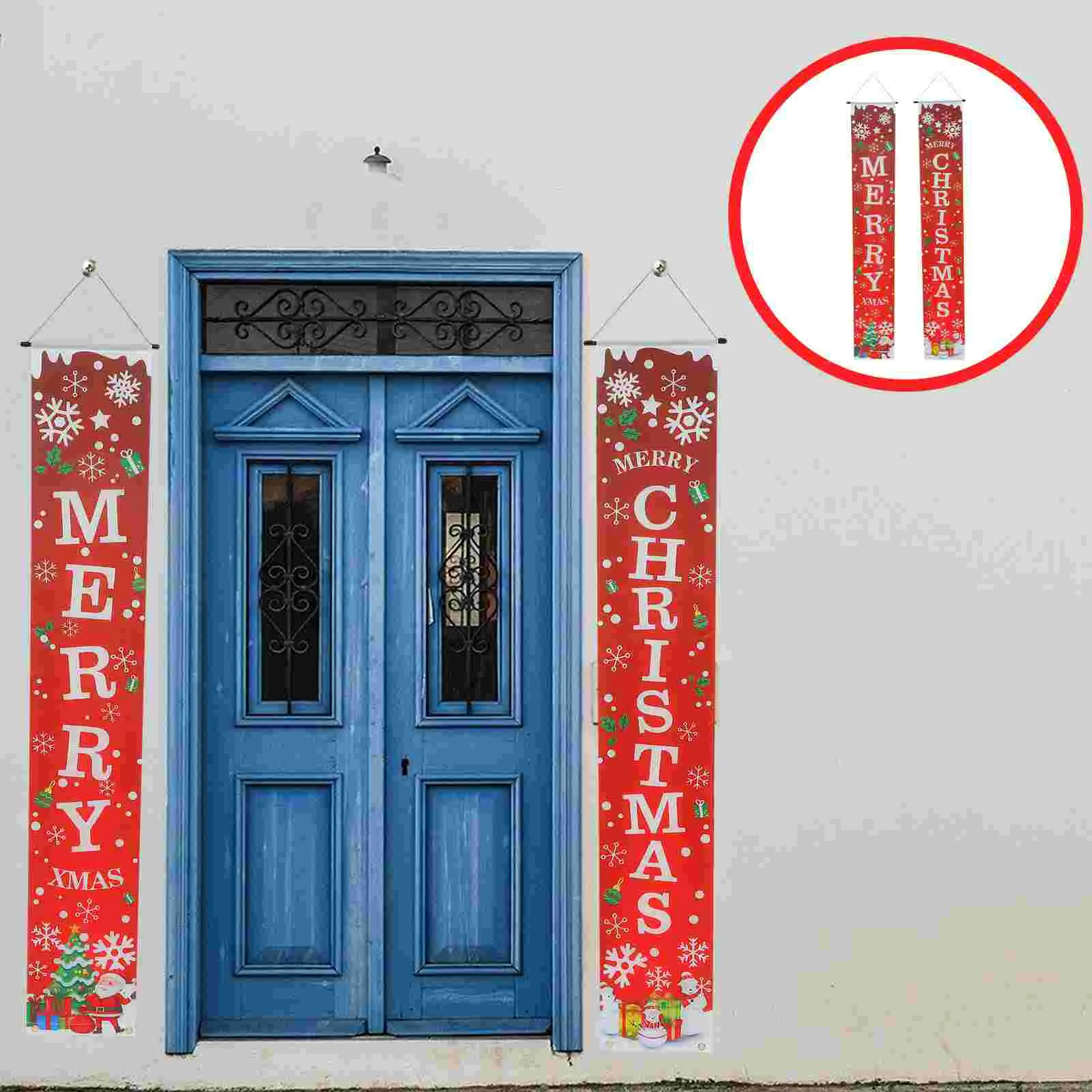 

Christmas Banner Sign Porch Door Merry Hanging Couplet Decorations Decorativeflag Frontwelcome Banners Signs