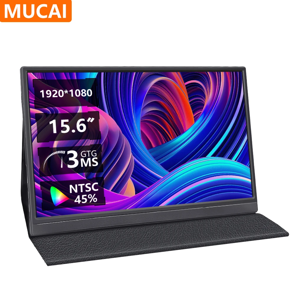 

MUCAI 15.6 Inch FHD 1080P Portable Monitor Travel Gaming IPS Second Monitor External for PC Laptop Mac Switch Xbox Ps4