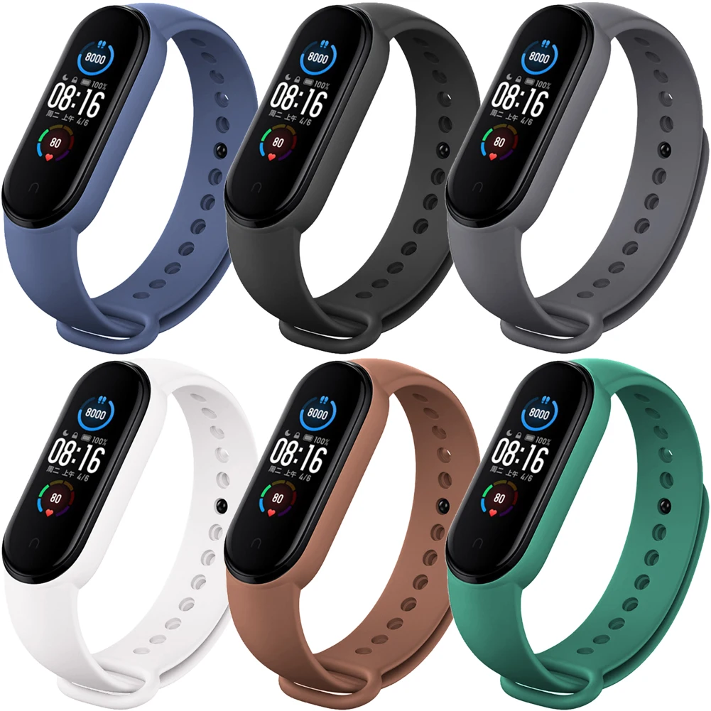 

Watch Band Black Soft Silicone Sports Wristband Suitable For Mi Band5/6 Strap Waterproof And Sweat Resistant