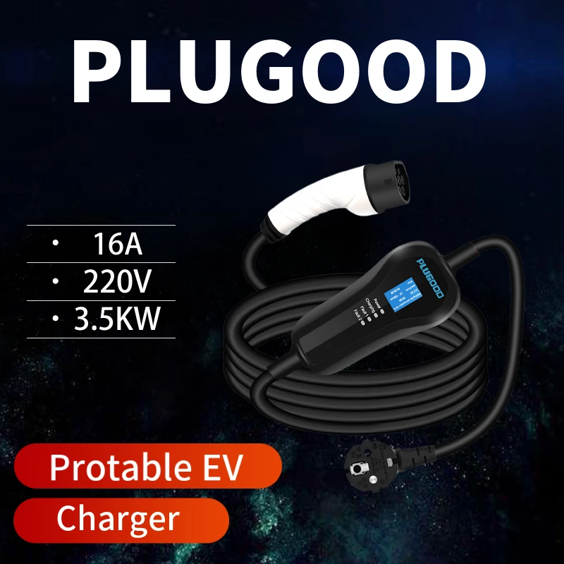 

Зарядное устройство для электромобилей PLUGOOD, тип 2, 220 кВт, в, 16 А, портативное зарядное устройство для электромобилей, зарядное устройство для электромобилей