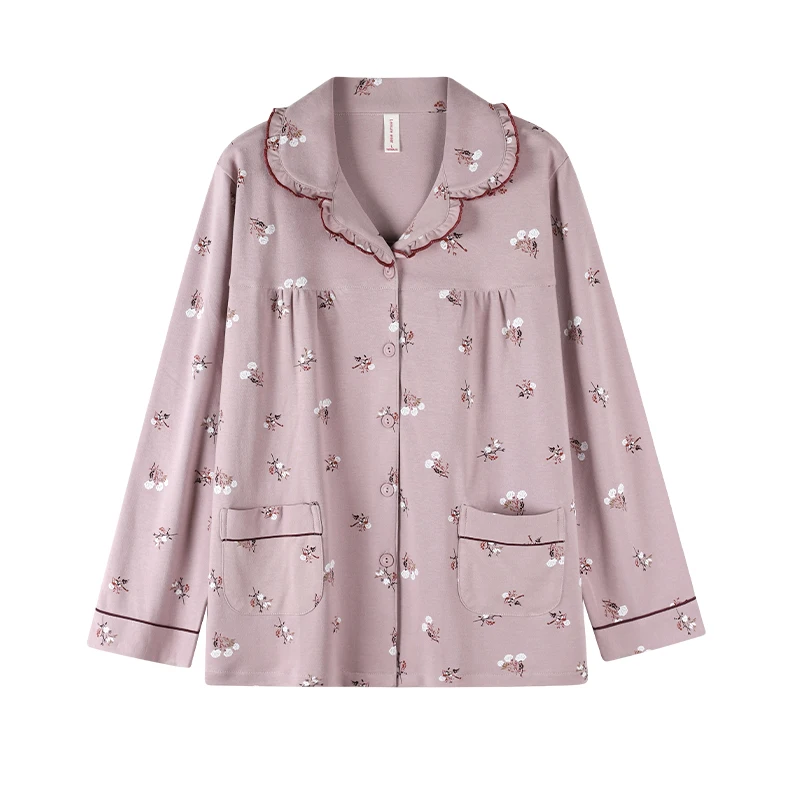 Хлопковые пижамы для мамы. Женский цельный топ на весну и осень с длинными