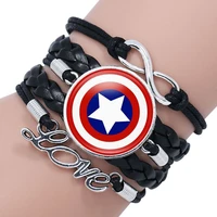 marvel avengers bracelet captain america spiderman batman flash leather accessories anime figure cosplay bracelet kids toys gift