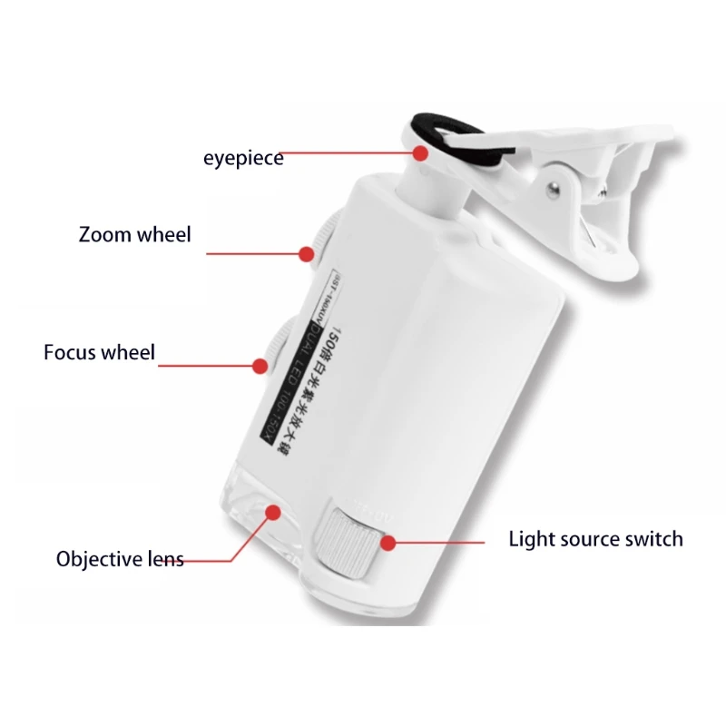 Карманный микроскоп Z-oom со светодиодной подсветкой 100X-150X Портативный Ювелирные