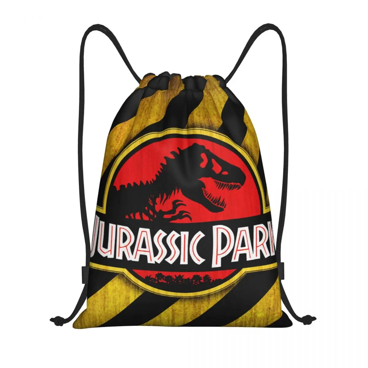 

Custom Jurassic Park Logo Yellow Drawstring Bags Women Men Lightweight Giant Dinsaur Sports Gym Storage Backpack