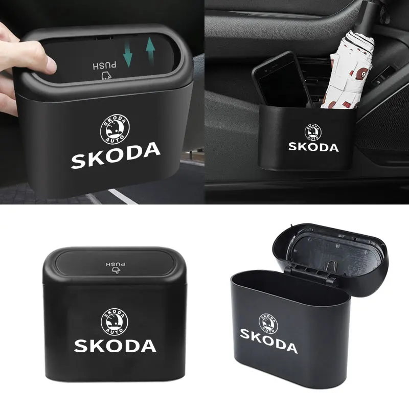 

Car Trash Bin Hanging Vehicle Garbage Case Trash Can for Skoda Octavia RAPID Superb Fabia Kodiaq Kamiq Karoq Car Accessories