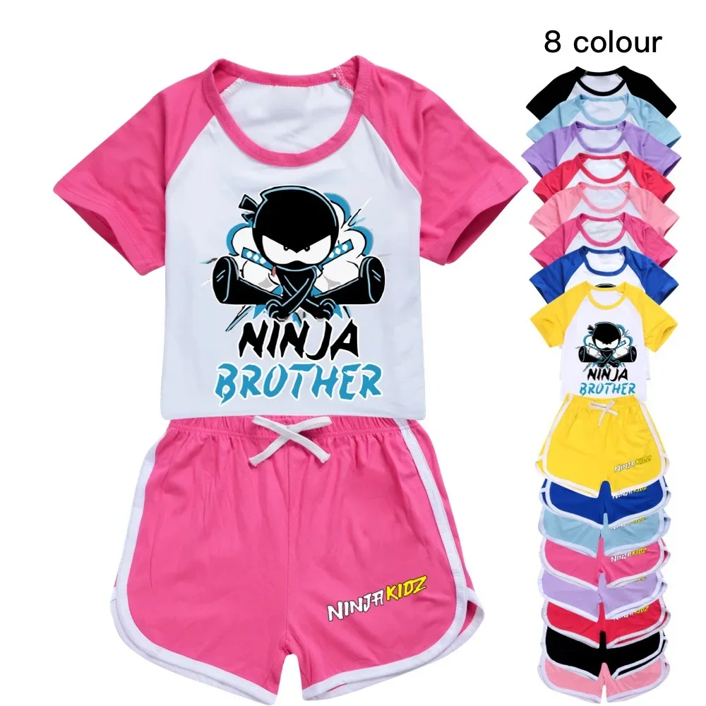 NINJA KIDZ 100-170 см Новая футболка + шорты повседневный спортивный костюм детская