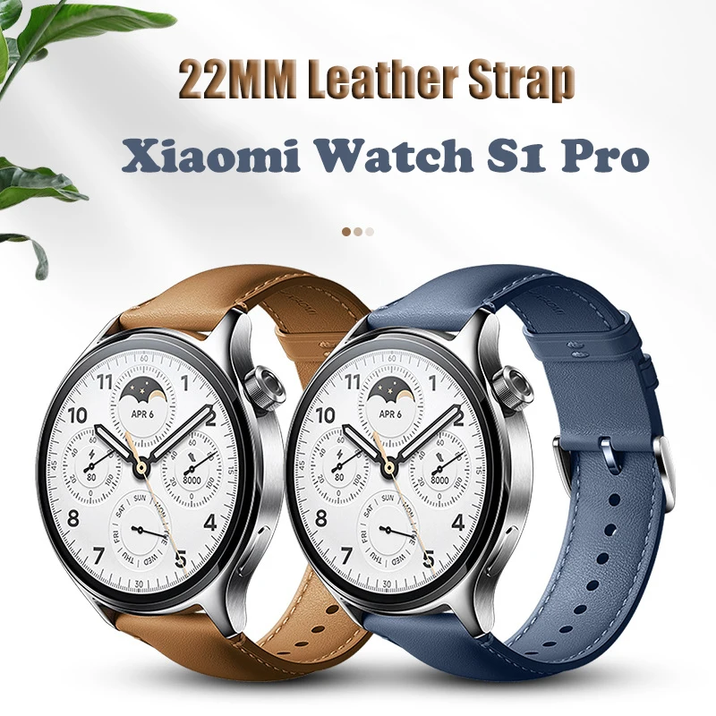 Original Leather Strap for Xiaomi Watch S1 Pro /S1 & MI Color 2/S1 Active Cowhide Band for Universal 22MM Bracelet Accessories