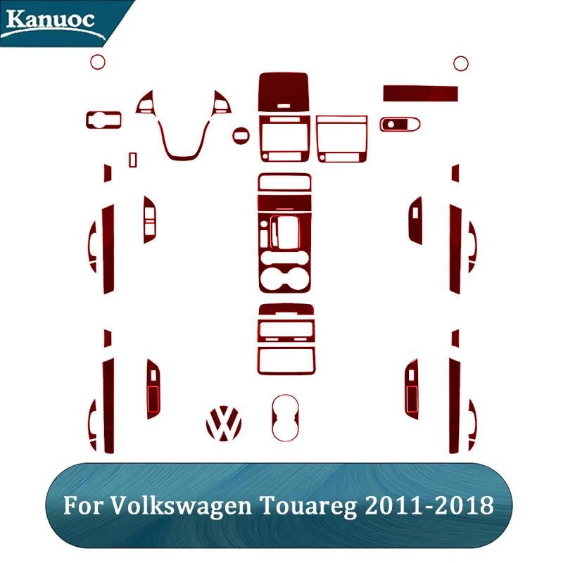 

Carbon Fiber Red Stickers For Volkswagen VW Touareg 2011 2012 2013 2014 2015 2016 2017 2018 Car Interior Decorative Accessories