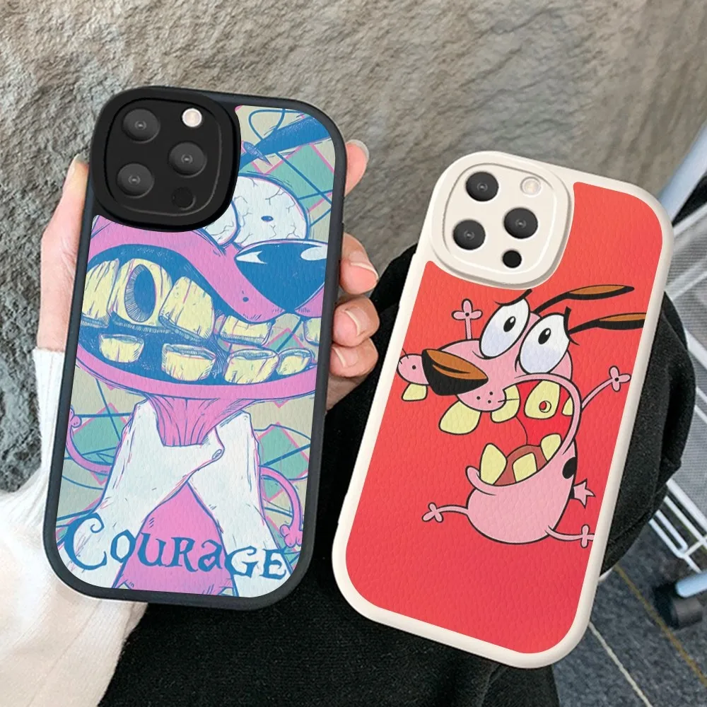 Cartoon C-Courage C-Cowardly Dog Phone Case Hard Leather For IPhone 16 15 14 13 12 Mini 11 Pro Max Xs X Xr 7 8 Plus Fundas