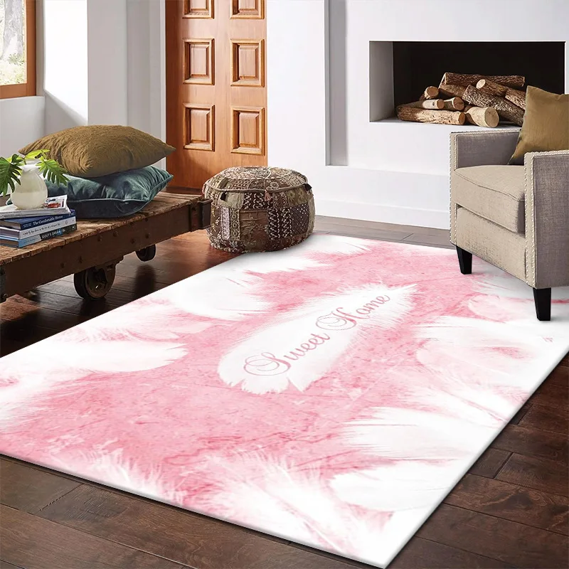 

Modern Feather Living Room Lounge Carpet Simple Bedroom Room Bedside Floor Mat Small Fresh Office Stitching Decoration Home