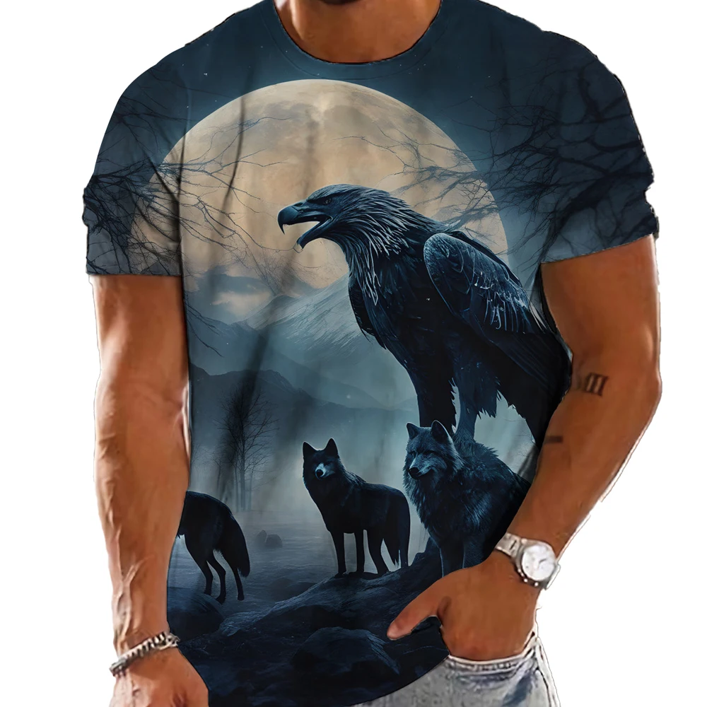 

Eagle T-Shirt Short Sleeve Men'S T-Shirt 3d Printed Wolf Pattern T-Shirt Tops 2023 Street Casual Clothing Oversized Menswear