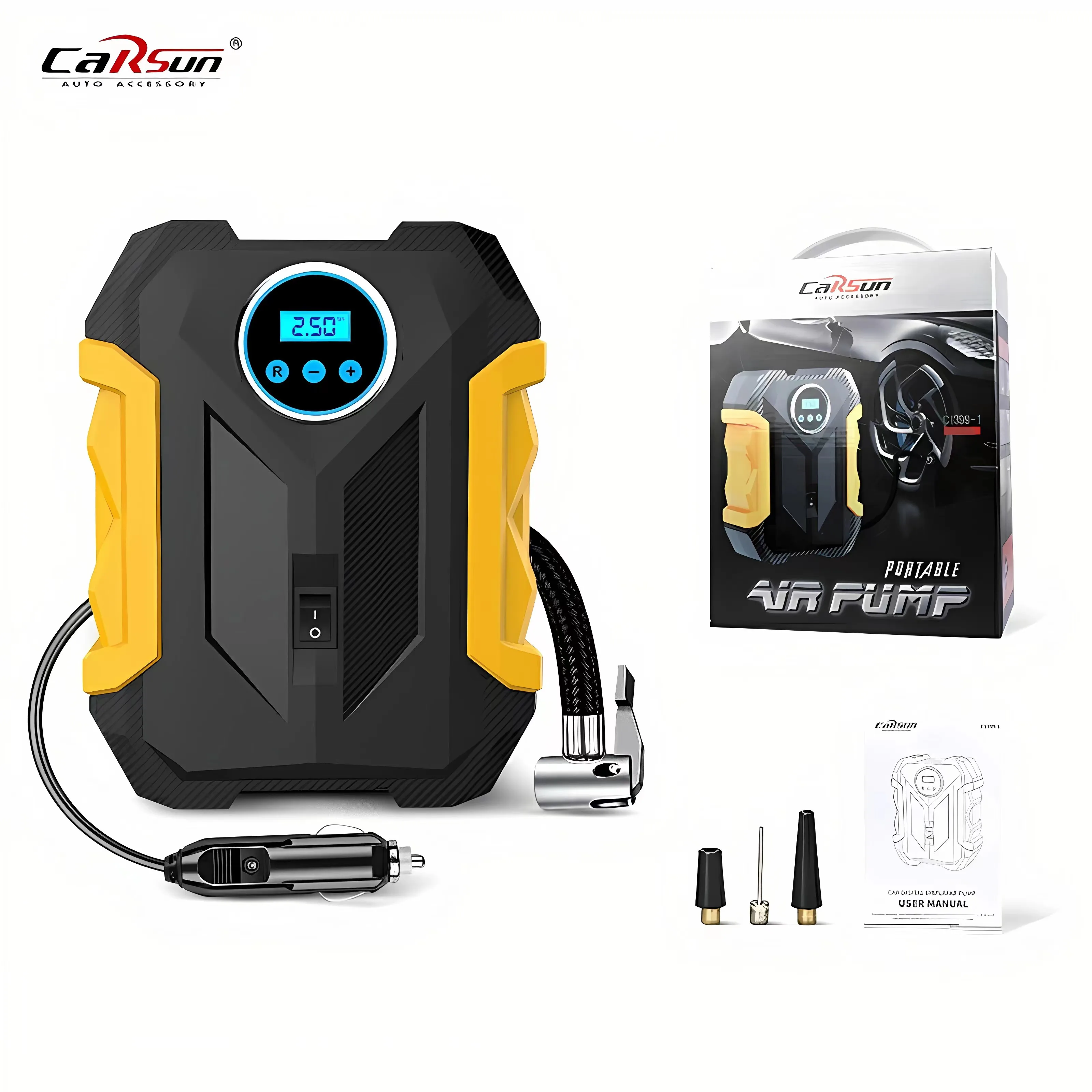 

Портативный автомобильный воздушный компрессор CARSUN, цифровой насос для накачки шин, лампа, компрессор для компрессора шин для автомобиля, мотоцикла