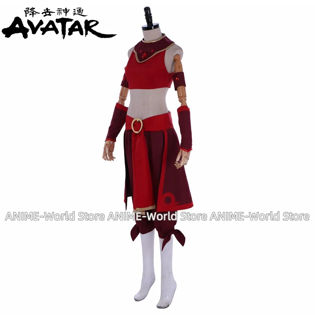 Аватар Косплей Костюм Kyoshi Warrior Suki пожарная нация косплей костюм красное платье