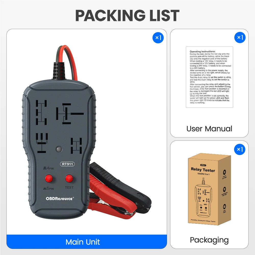 

Автомобильный тестер реле 12 В/24 В, 4-контактный/5-контактный автоматический диагностический инструмент обнаружения реле для...