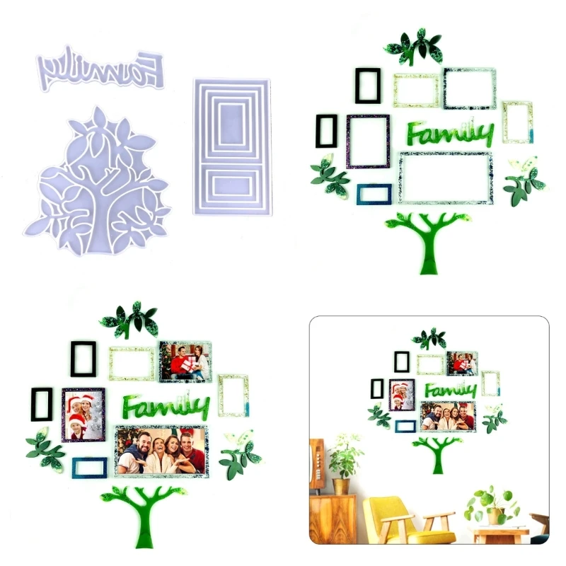 

Family Tree Resin Molds Set DIY Picture Frame Silicone Mold Resin Wall Decorations Mold Crystal Epoxy Mold Wall Art Mold D0LC