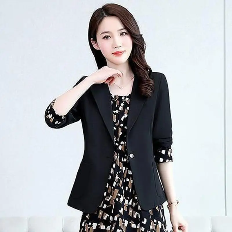 Women's Fashion Suit Set 2022 Fall New Casual Blazers Jacket Dress Two Piece Korean Elegant Vintage Floral Sling Midi Skirt Suit