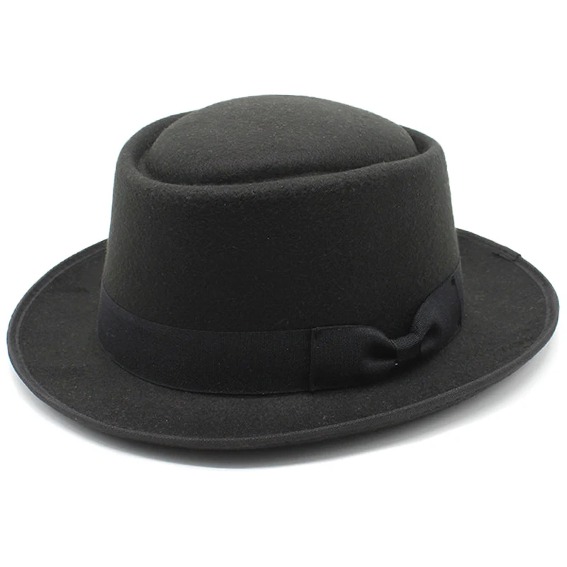 Fashion Men Pork Pie Hat Woolen Felt 