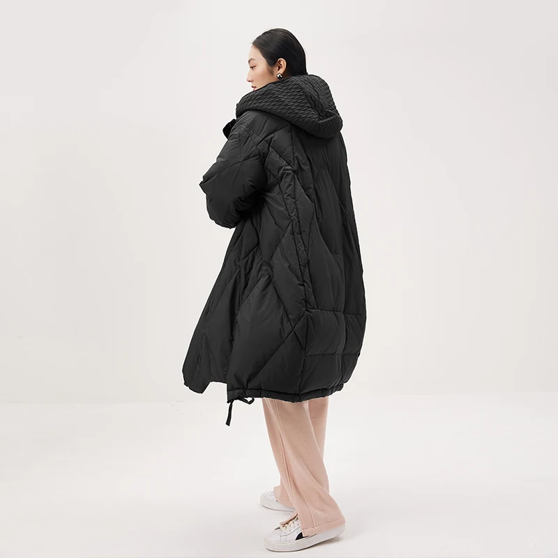 New Spliced  Casacos Femininos Inverno 2022 Coat 90% White Duck Down Long Abrigo Mujer  Winter Jacket Women  High Street