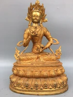 15 chinese folk collection old bronze gilt vajrasattva buddha double lotus terrace worship buddha town house exorcism