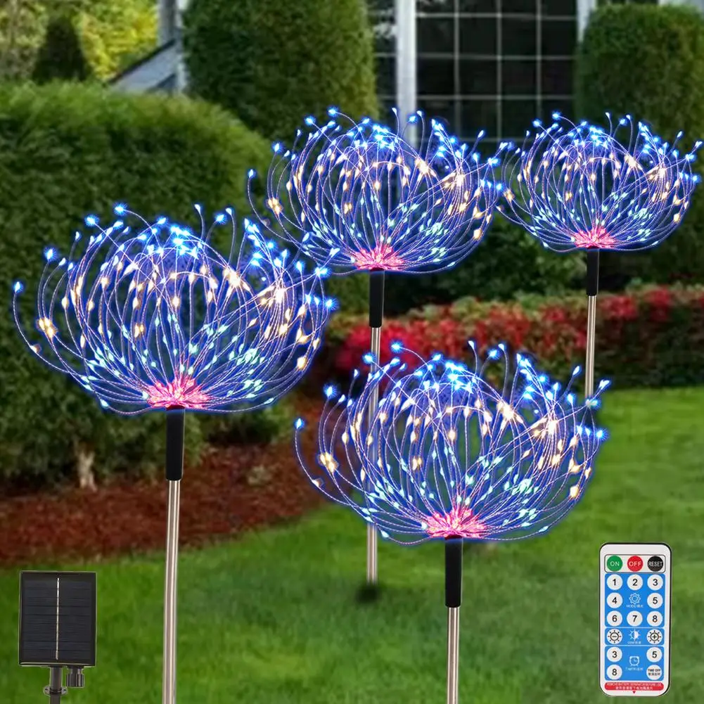 

4PCS Solar LED Firework Fairy Lights Outdoor Waterproof Garden Decoration Lawn Pathway Solar Lamp Decor Solar Lamp