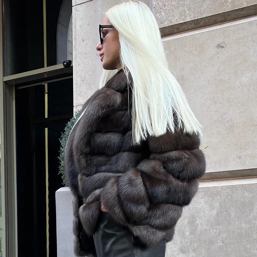 Женская куртка из натурального лисьего меха