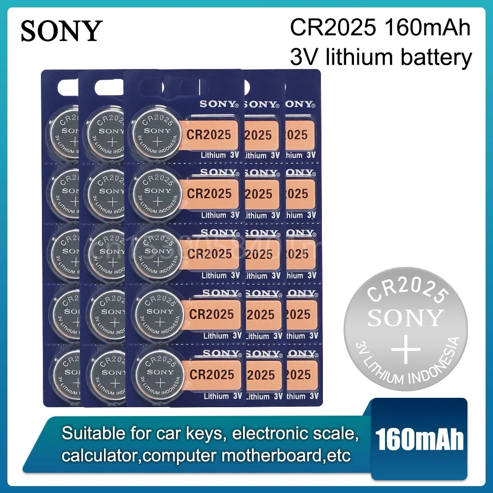 

Оригинальный Sony CR2025 3V литиевая батарея ECR2025 DL2025 BR2025 2025 KCR2025 кнопочная ячейка монета для часов пульт дистанционного управления