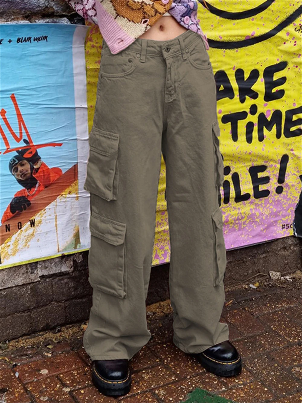 

Y2k Cargo Pants Alt Women Streetwear High Street Baggy Low Rise Fashion Denim Trousers Female Wide Leg Vintage Casual Jeans