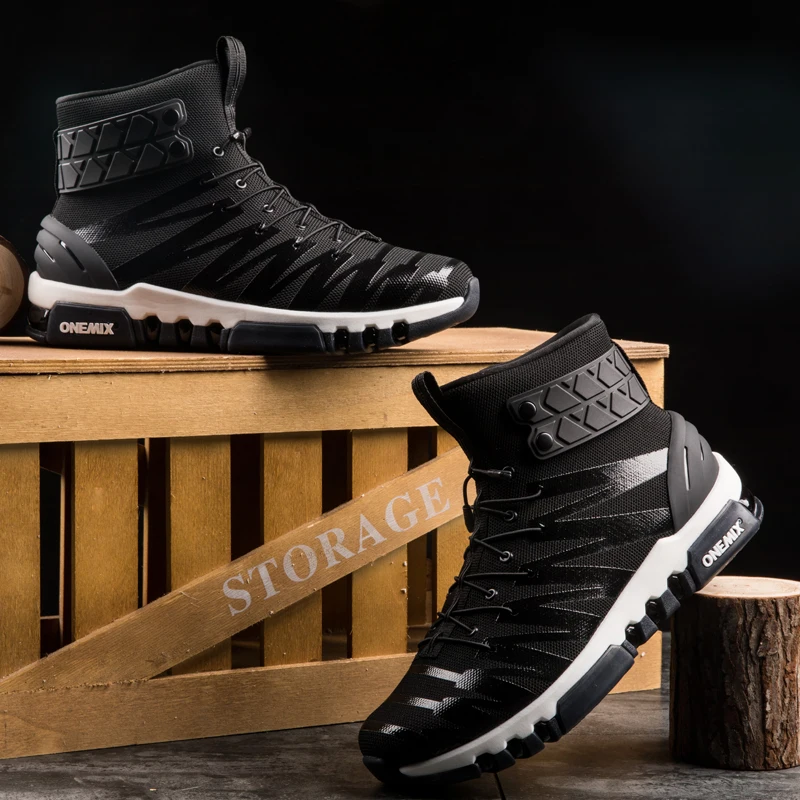 ONEMIX Men Boots Running Shoes Women Sneakers High Top Winter Snow Boots Outdoor Waterproof Walking Trekking Sneaker Big Size 46