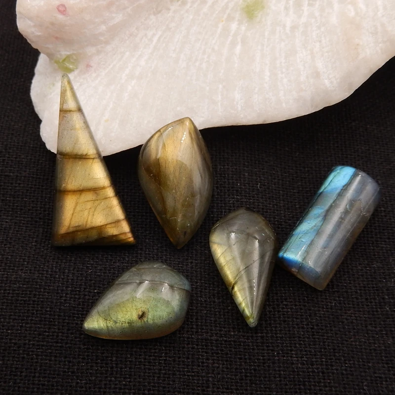 

5pcs Natural Labradorite Gemstones Oval cabochon beads For Jewelry Making DIY Charms Bracelets Earrings Pendant29x15x4/18x11x6mm