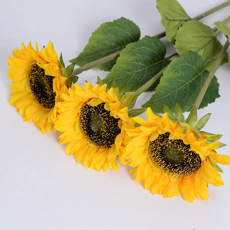 5pcs Artificial Sunflowers 18'' Long Fake Sunflowers Faux Silk Flower for Home Office Shop Fall Decorations