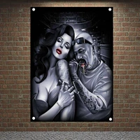 sexy tattoo girl banners canvas painting skull art posters flag flip chart tapestry mural hanging cloth bar cafe home decoration