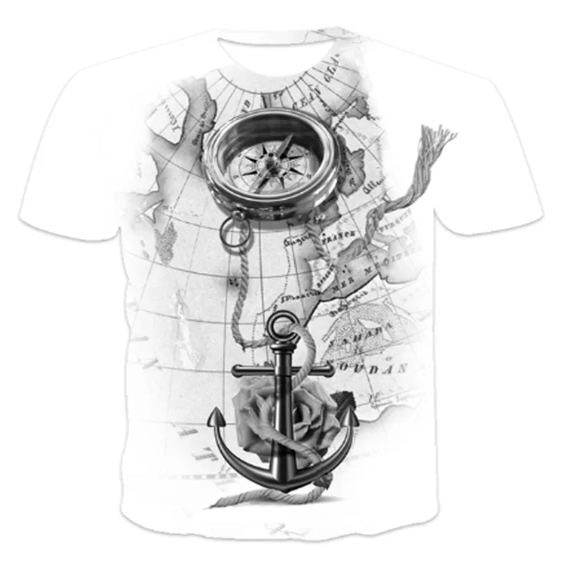 

Summer Compass 3D Printed Men's T-shirts Hip-Hop Style Large Size T-Shirt Round Neck Loose Short Sleeve Clothing XXS-6XL Tops