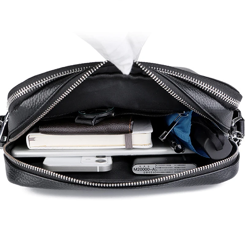fashion trend luxury designer business handbags for men genuine leather crossbody casual vintage shoulder large messenger bag free global shipping