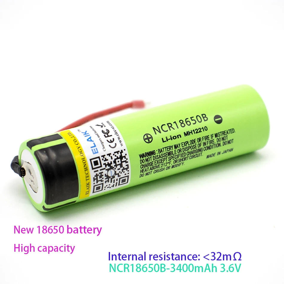 

NCR18650B 3400mAh*2PCS 3.7V Flashlight battery Rechargeable lithium battery High capacity battery P34- Outgoing