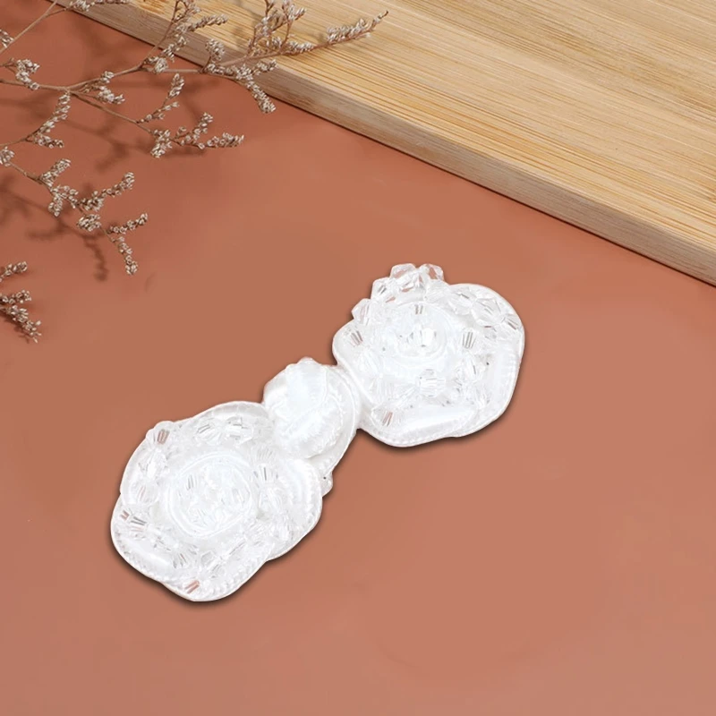 

Chinese Cheongsam Buckle 1Pair White Knot Fur Coat Clip Fastener Sewing for Handmade Dress Han Clothing Knot Buttons Costume