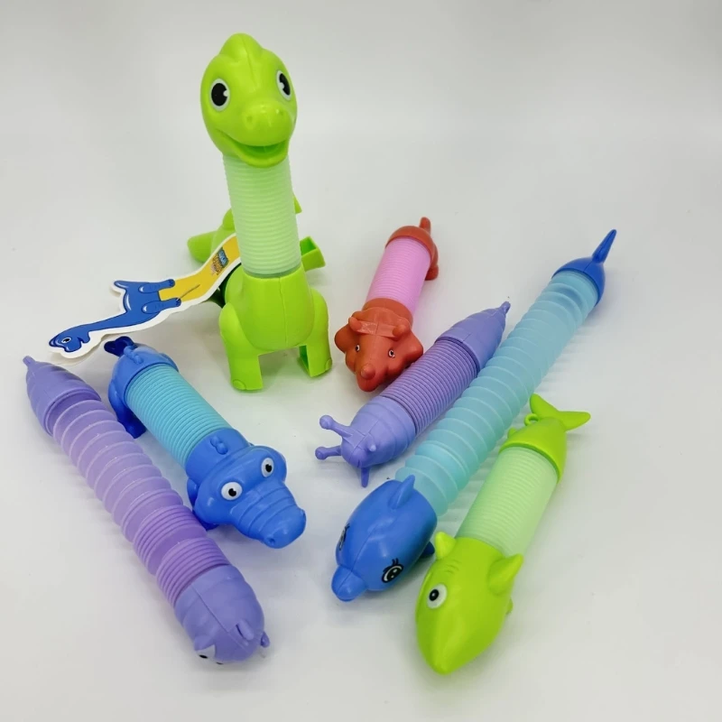 

Engaging Stretch Tube Toy Glowing with Dinosaur Light up Toy Funny Gift