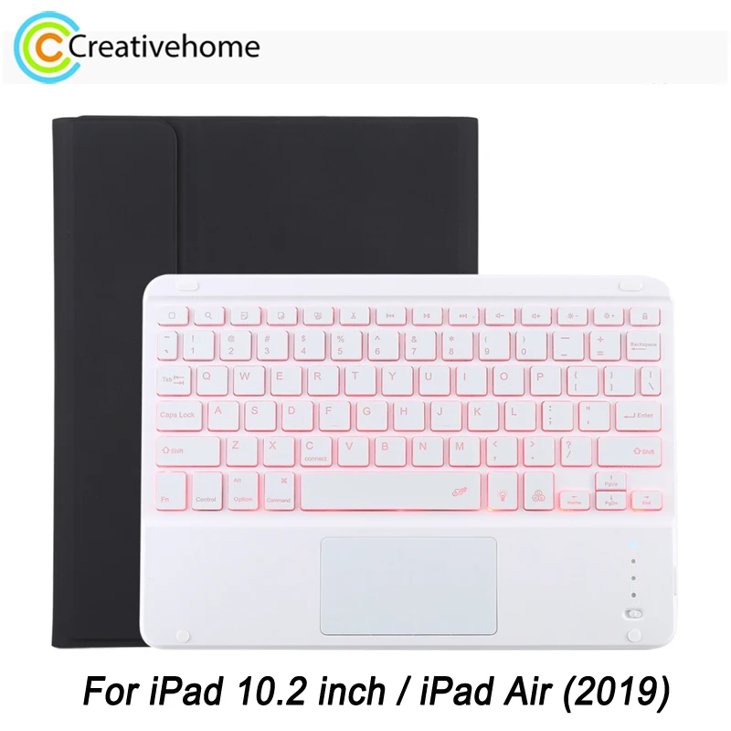 

Чехол-накладка для iPad Air (10,2), 2019 дюйма, со съемной клавиатурой, белая клавиатура Bluetooth + защитный чехол из микрофибры
