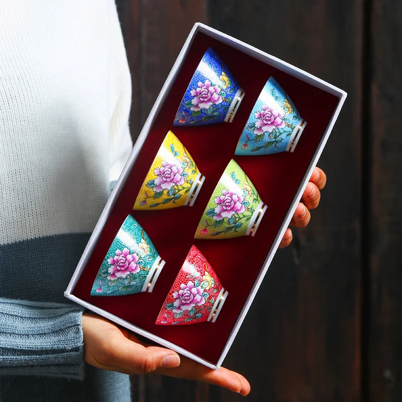 

Китайская керамическая чайная чашка, 6 шт./набор, Женский чайный набор, чашки для саке, 60 мл, маленькие чайные чаши, чайные чашки, набор, Подаро...