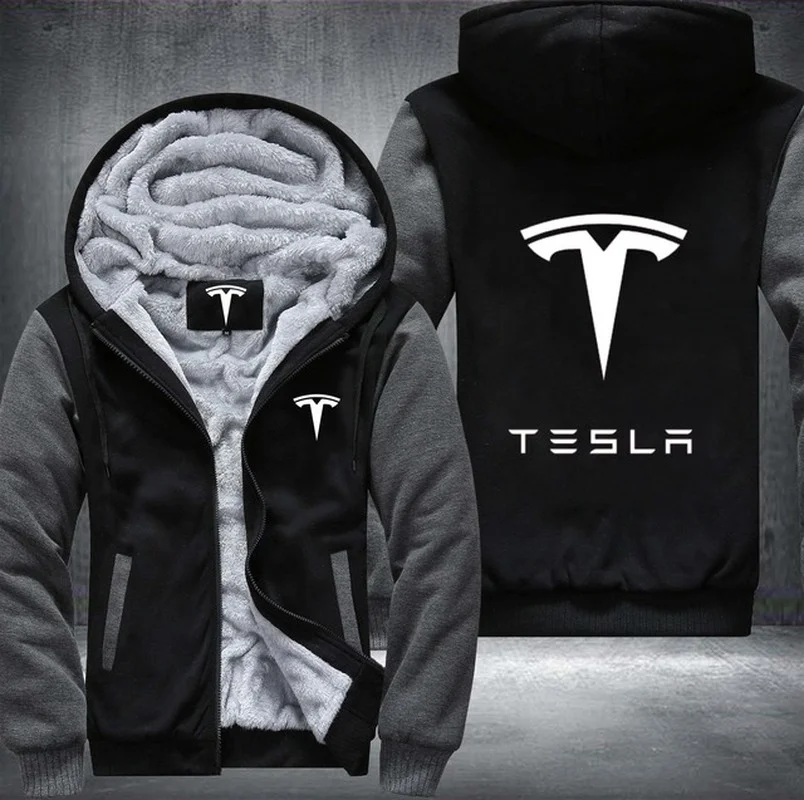 

New Winter Tesla Hoodie Men's Fashion Jacket Thicken Casual Male Warm Fleeece Harajuku Hoody Coats