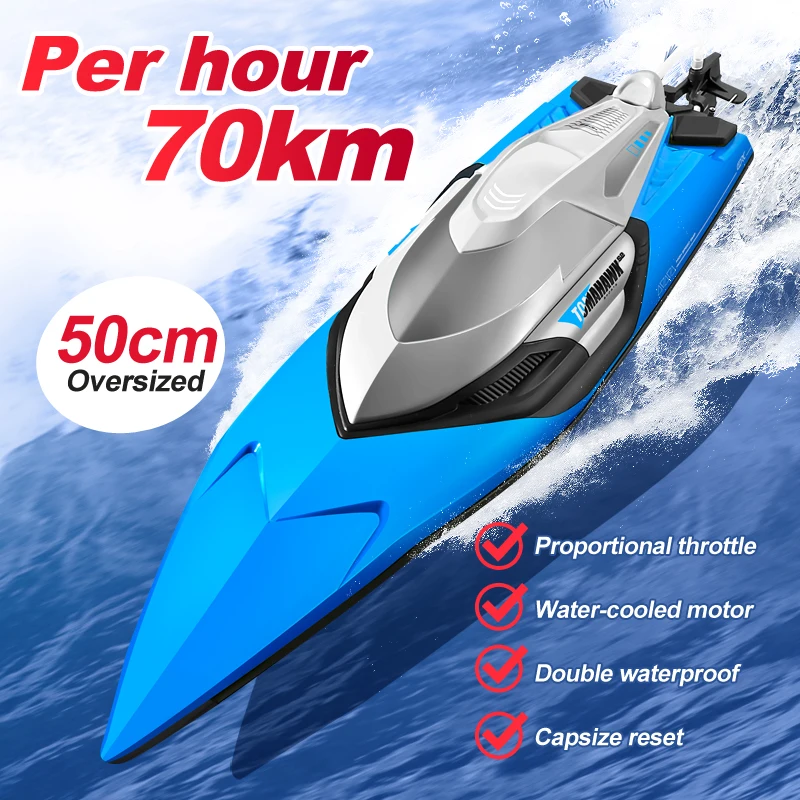 

S2 super high speed remote control boat large horsepower speedboat waterproof electric children's boys pull net ship model toy b