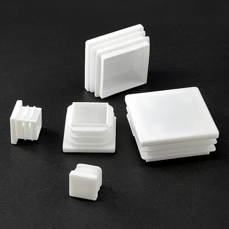 Прямоугольная/квадратная белая пластиковая заглушка, вставки для труб, заглушки, стальная крышка для ножек стола, подставка для ног от 13x13 мм до 100x200 мм