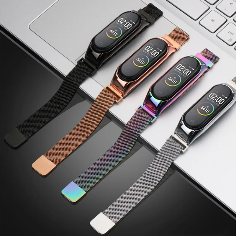 

Steel Metal Strap For Xiaomi Mi Band 7 6 5 4 3 7NFC 6NFC Magnetic Wristband Bracelet on MiBand7 Miband6 Miband5 Replacement Loop