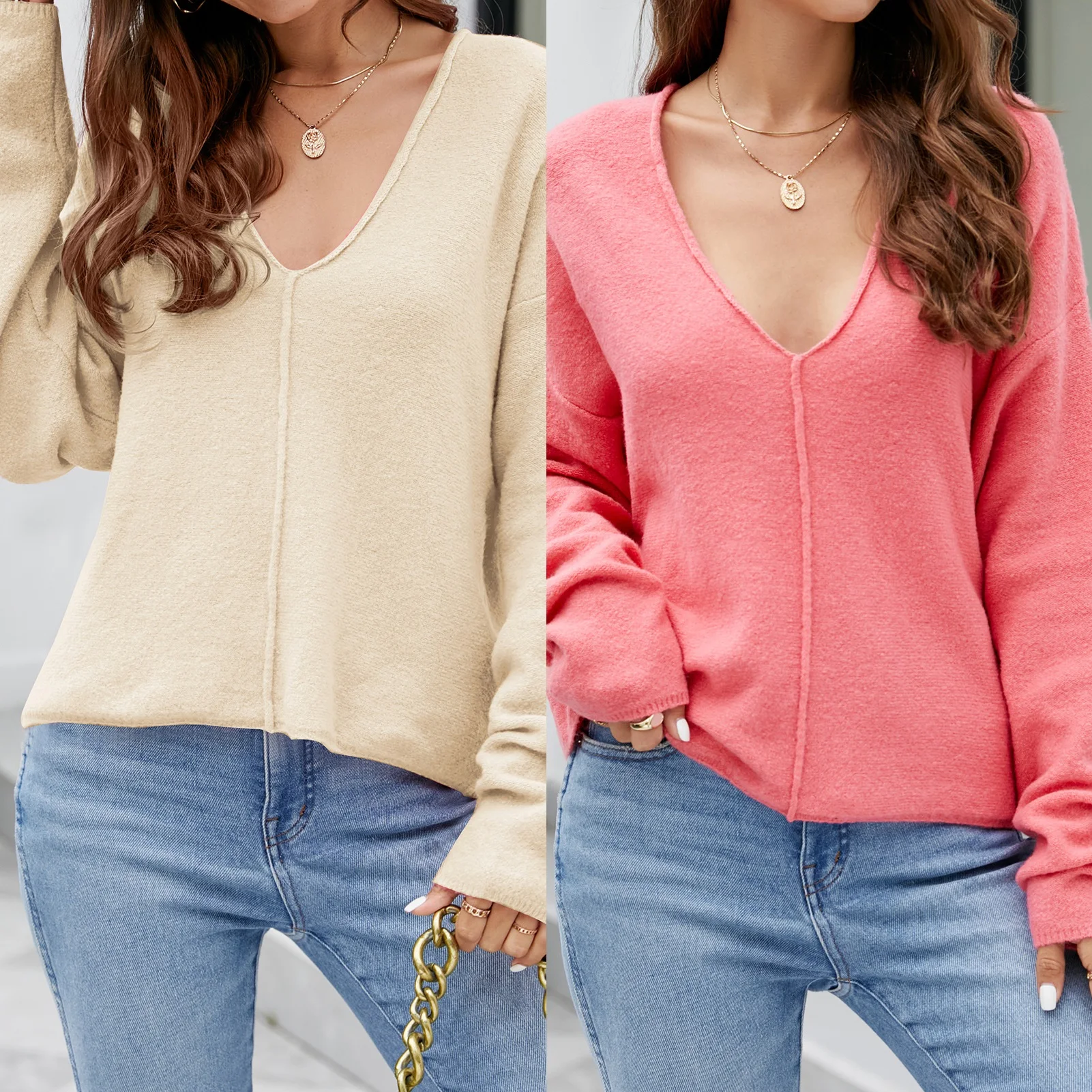 

Women Sweater Autumn Winter V-neck Knitwear Long Sleeve Cami Shirt Top Batwing Sleeve Pullovers Lady Quality Jumper Knitted Tops
