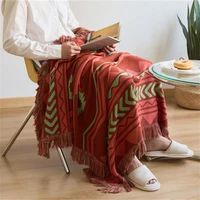sofa blankets boho style pure cotton knit geometric pattern with tassel bedside upholstery cover blanket 130x160cm