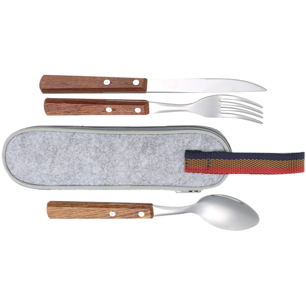 

Camping Dinnerware Stainless Steel Serving Utensils Spoon Flatware Set Fork Travel Cutlery Steak Outdoor