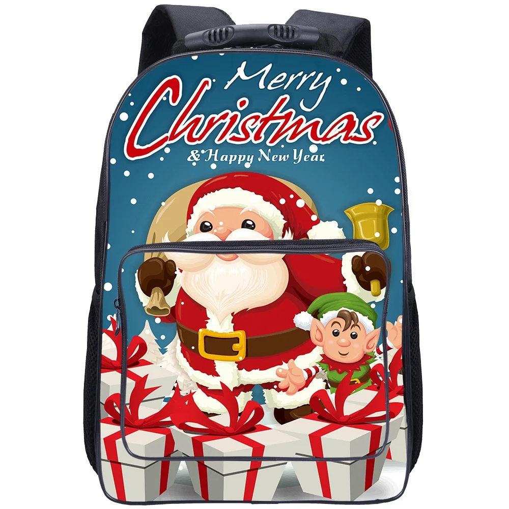 New Christmas Gift Children Cute Cartoon Santa Claus Schoolbags New Girl Boy 17 Inches Large Capacity Students Backpacks Hot