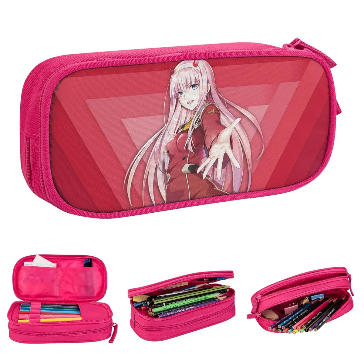 

Darling In The Franxx Pencil Cases Anime Zero Two 02 Pen Box Pencil Bags Student Big Capacity School Supplies Gift Pencilcases