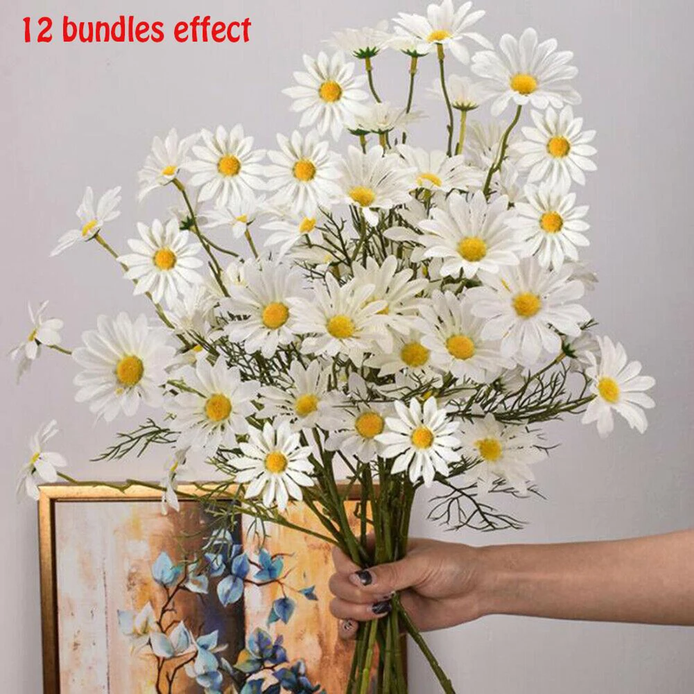 

Fake Flowers Bouquet Home Artificial Bouquet Daisy Flowers Home Coffee Party Shop Decor Wedding Xmas Christening